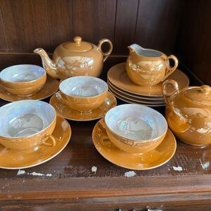 Vintage Japanese Lusterware Tea Set for Four